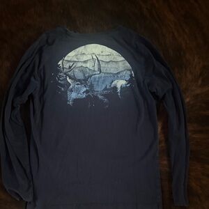 Boys Crown and Ivy Navy Graphic Long Sleeve Shirt, Deer Navy Shirt, Boys Winter